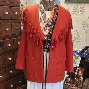 Marc New York Rust Wool Western Fringe Jacket Size Small Or Medium